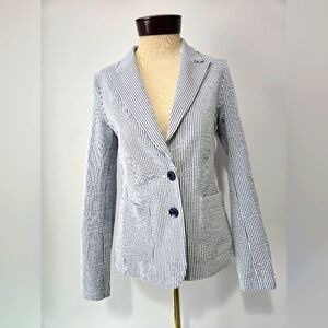 OLSEN NWT blue and white striped cotton blazer. Size 6